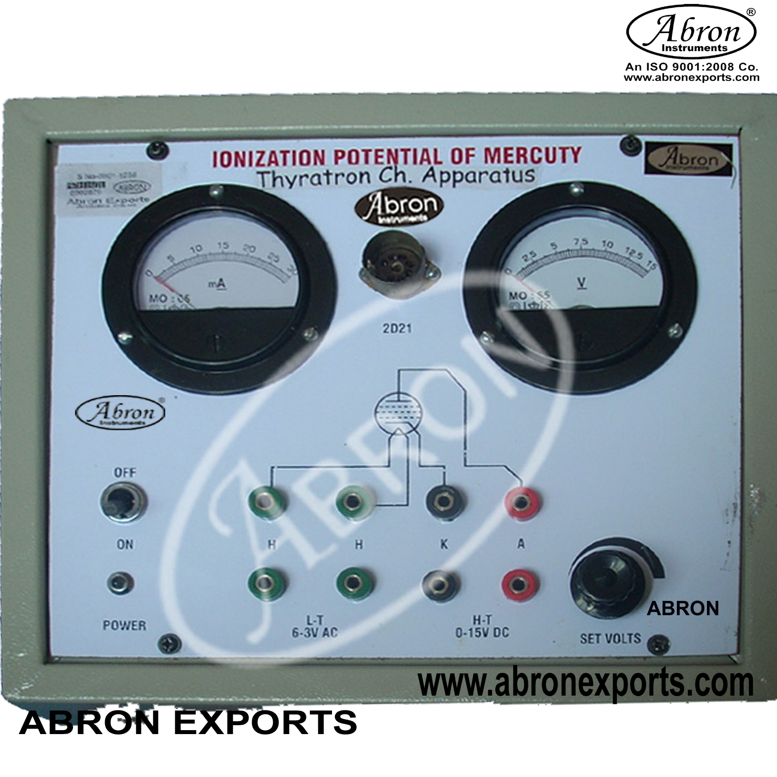 Ionisation Potential of mercury Thyratron Valve trainer kit LT HT Variable panel sockets 2meters  	With power supply AE-1292-A